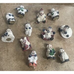 Vintage Christmas Decor Giftco Snowman Lot of 12 Ornament/Figurines VERY GOOD VG